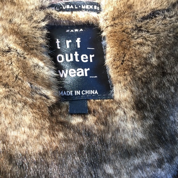 Zara Women Quilted Jacket with Faux Fur Hood NWOT - Picture 4 of 6